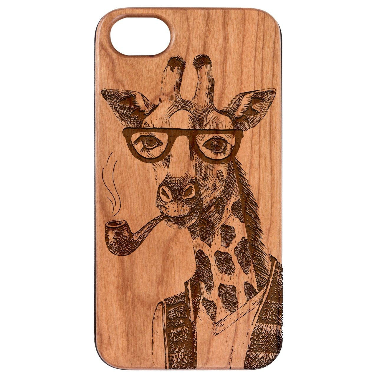  Smoking Giraffe - Engraved - Wooden Phone Case - IPhone 13 Models
