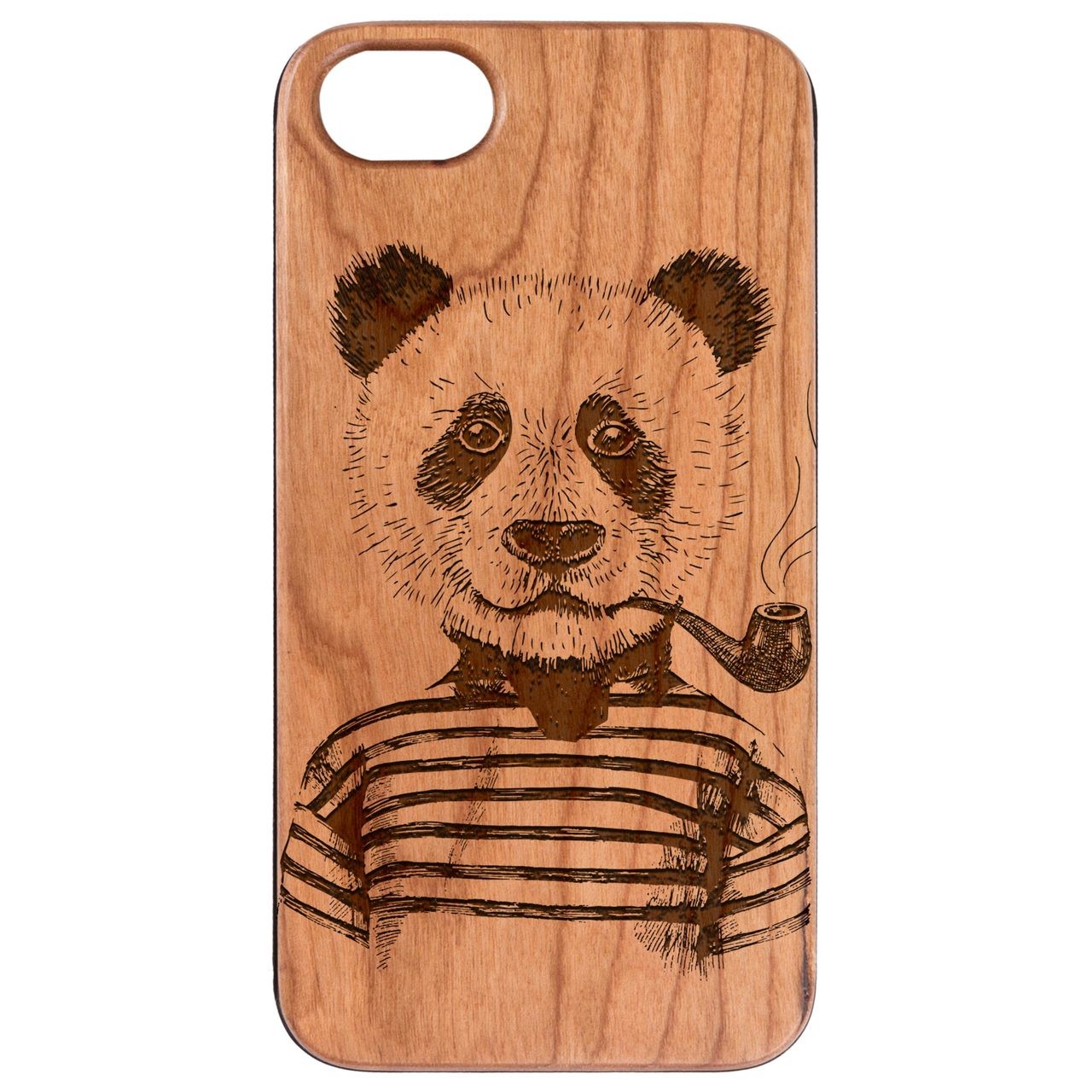  Smoking Panda - Engraved - Wooden Phone Case - IPhone 13 Models