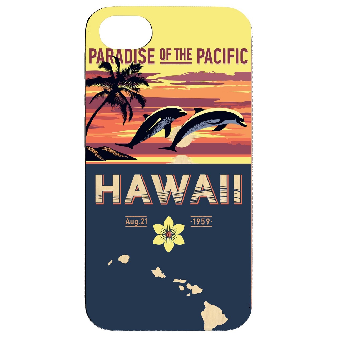  State Hawaii - UV Color Printed - Wooden Phone Case - IPhone 13 Models