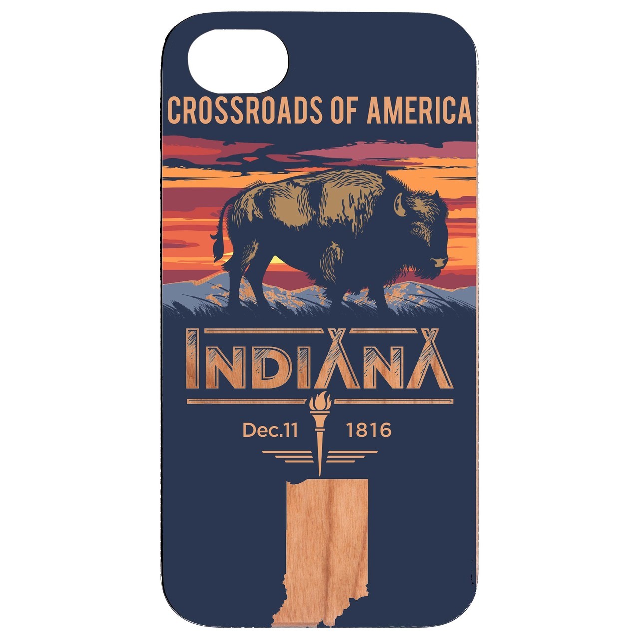  State Indiana - UV Color Printed - Wooden Phone Case - IPhone 13 Models