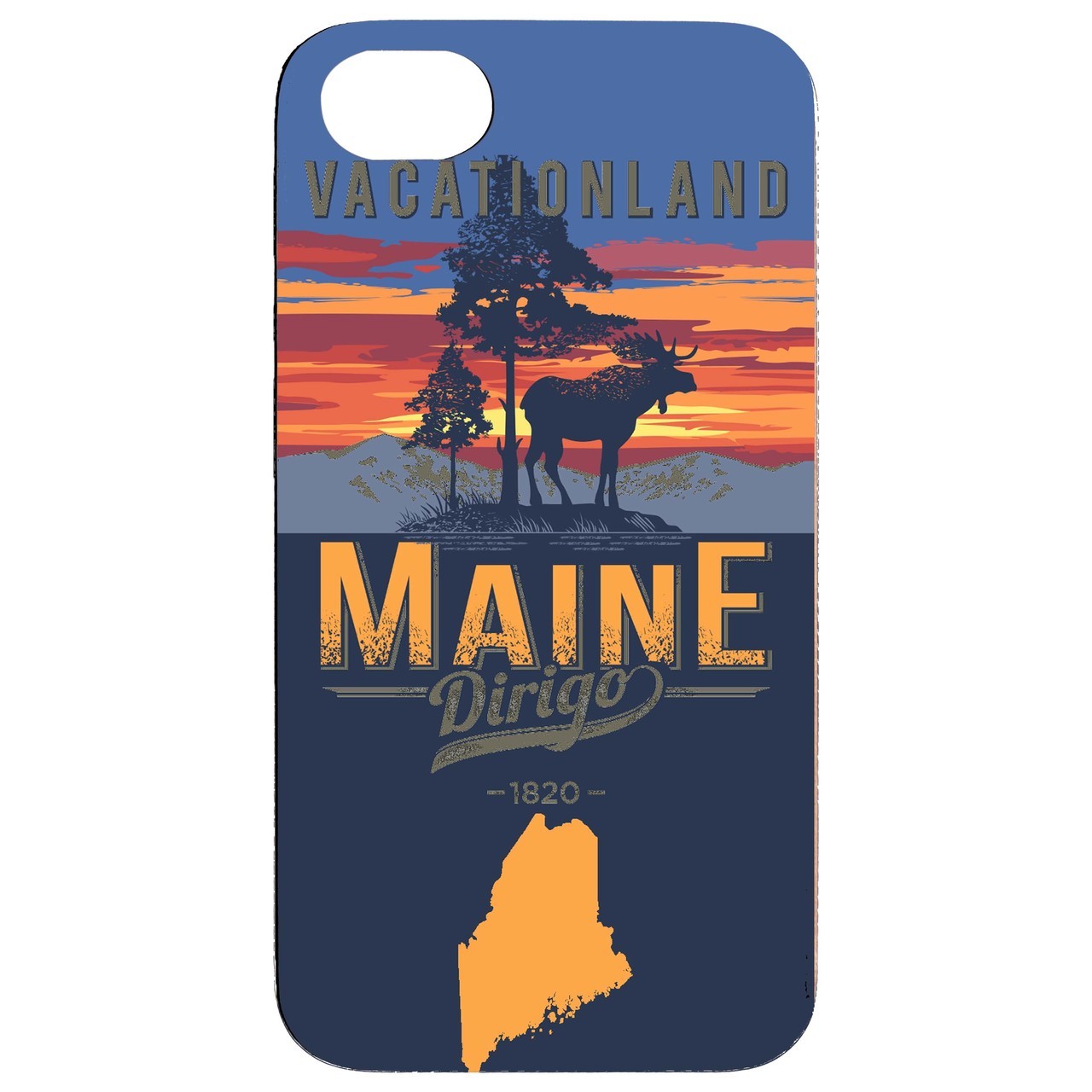  State Maine - UV Color Printed - Wooden Phone Case - IPhone 13 Models