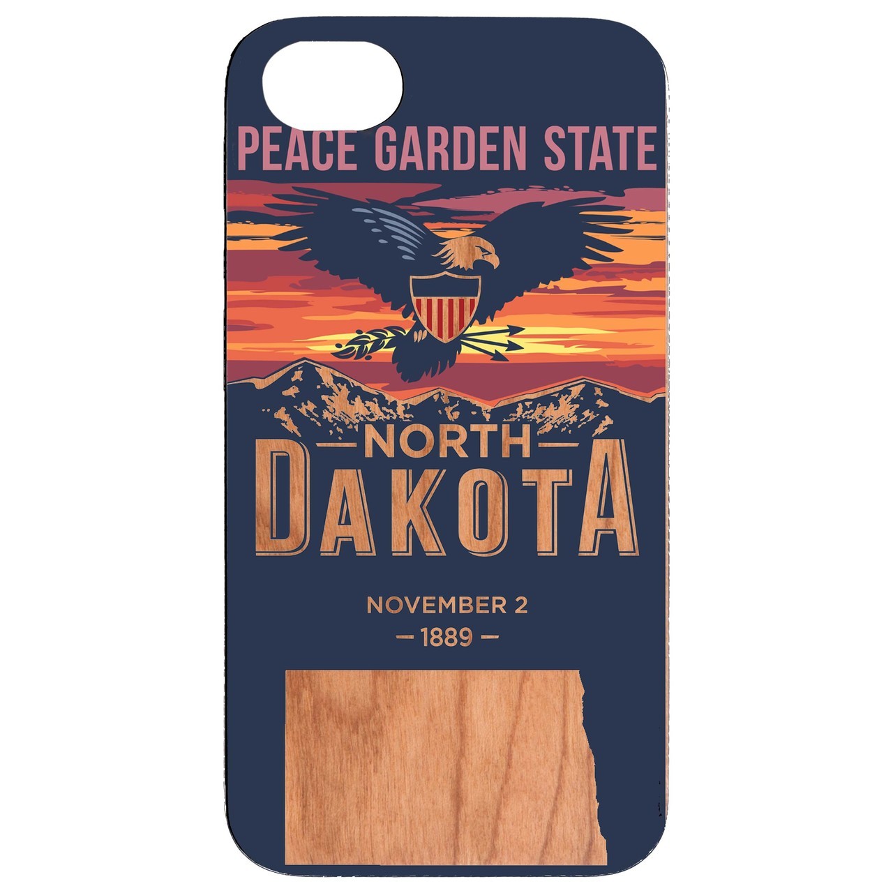  State North Dakota - UV Color Printed - Wooden Phone Case - IPhone 13 Models