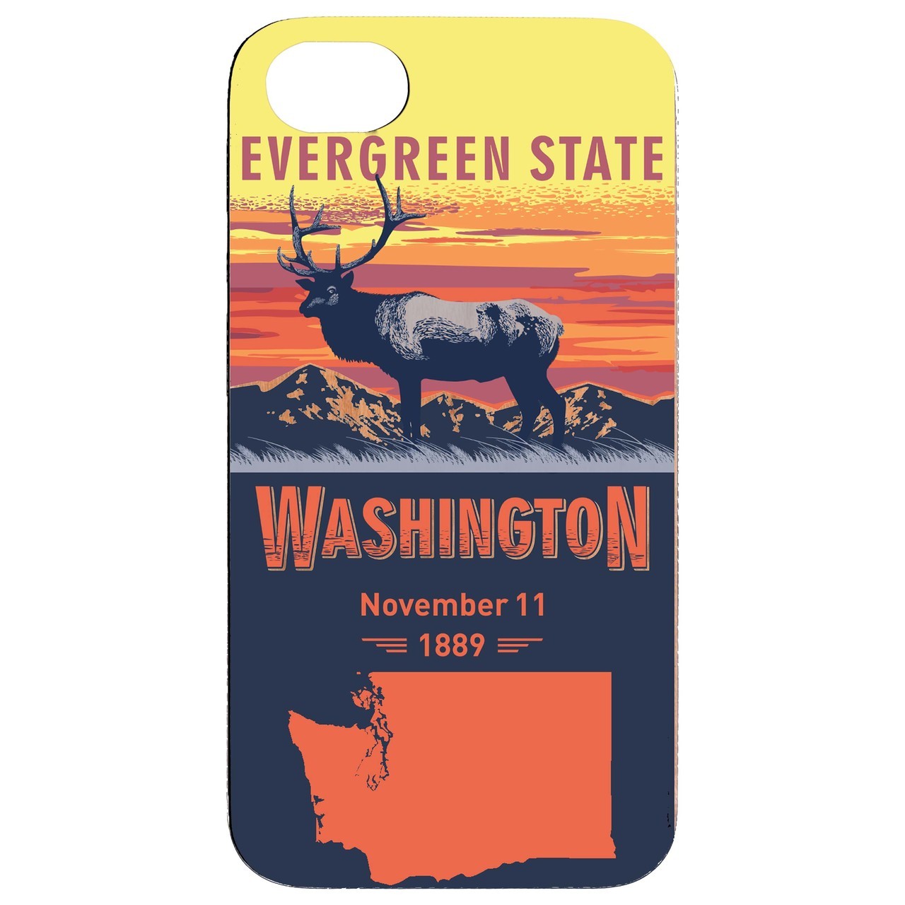  State Washington - UV Color Printed - Wooden Phone Case - IPhone 13 Models
