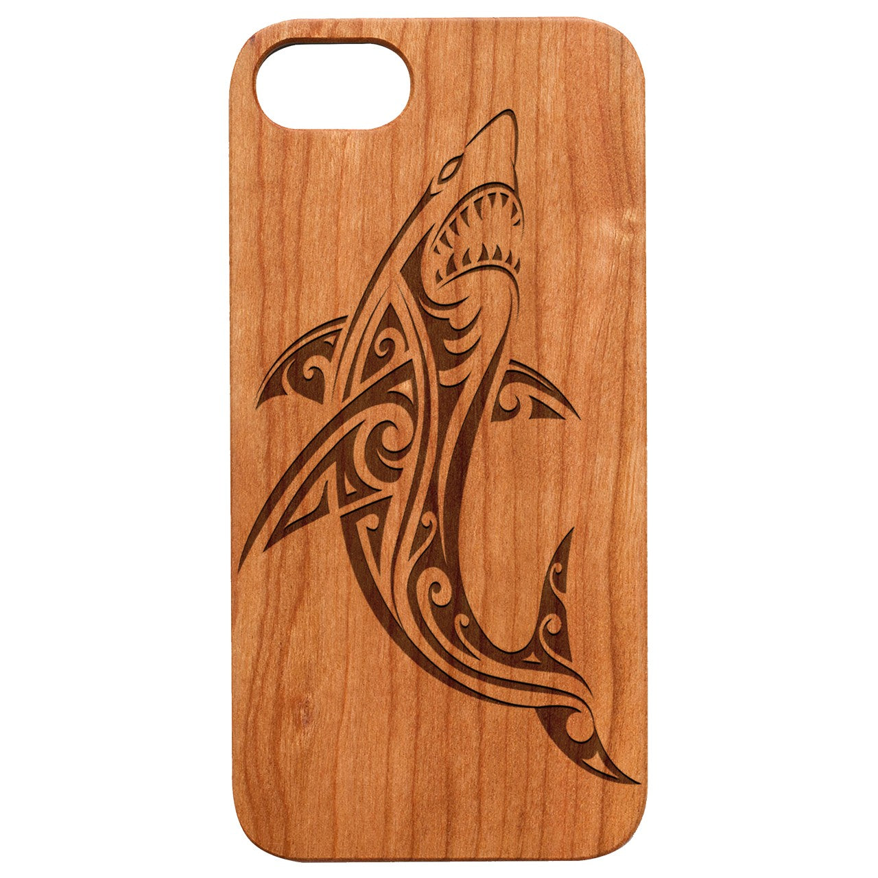  Tribal Shark - Engraved - Wooden Phone Case - IPhone 13 Models
