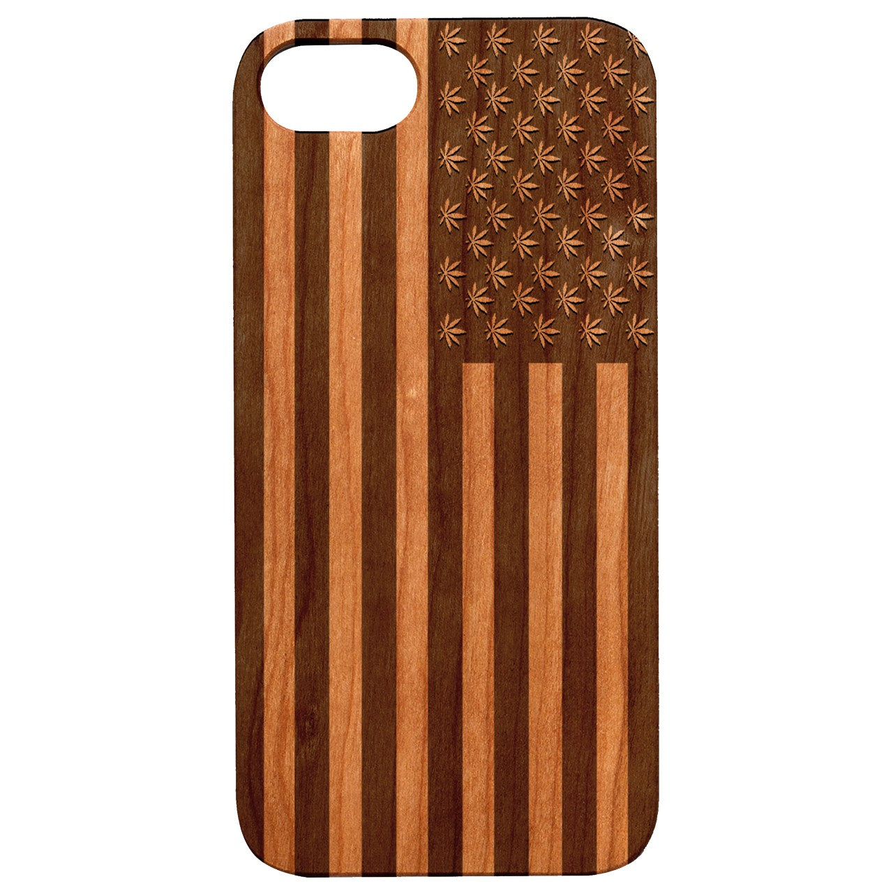  Usa Flag Marijuana - Engraved - Wooden Phone Case - IPhone 13 Models