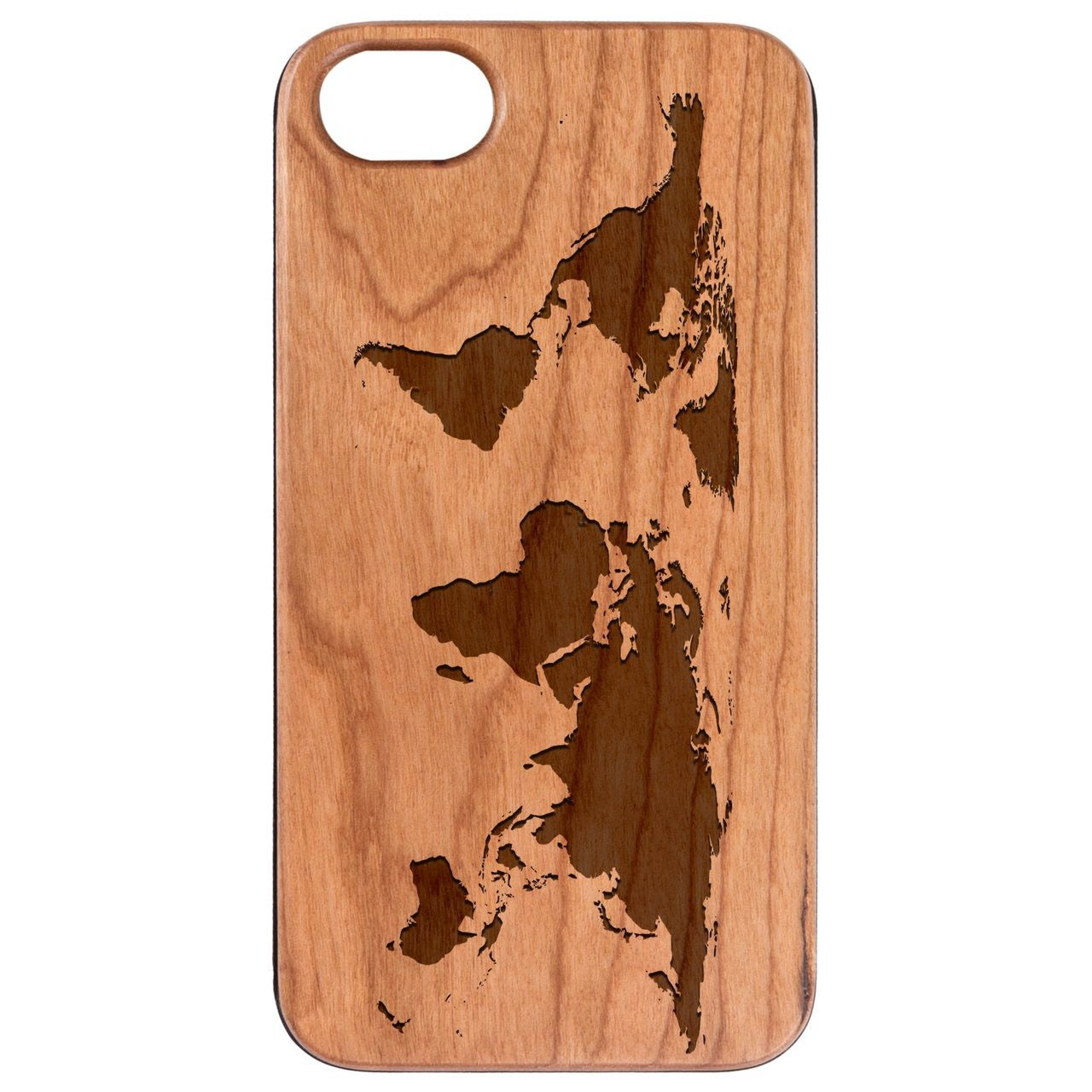  World Map - Engraved - Wooden Phone Case - IPhone 13 Models